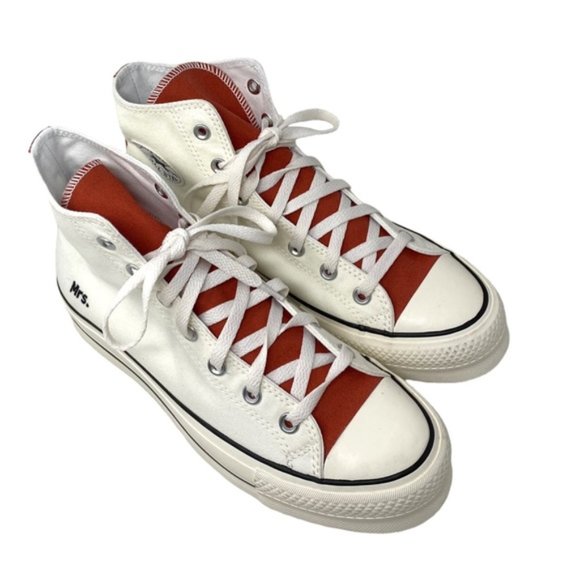 Converse Ctas Lift Platform Women Hi Shoe Canvas White Brown Custom 171209C-WWWB - Picture 4 of 10